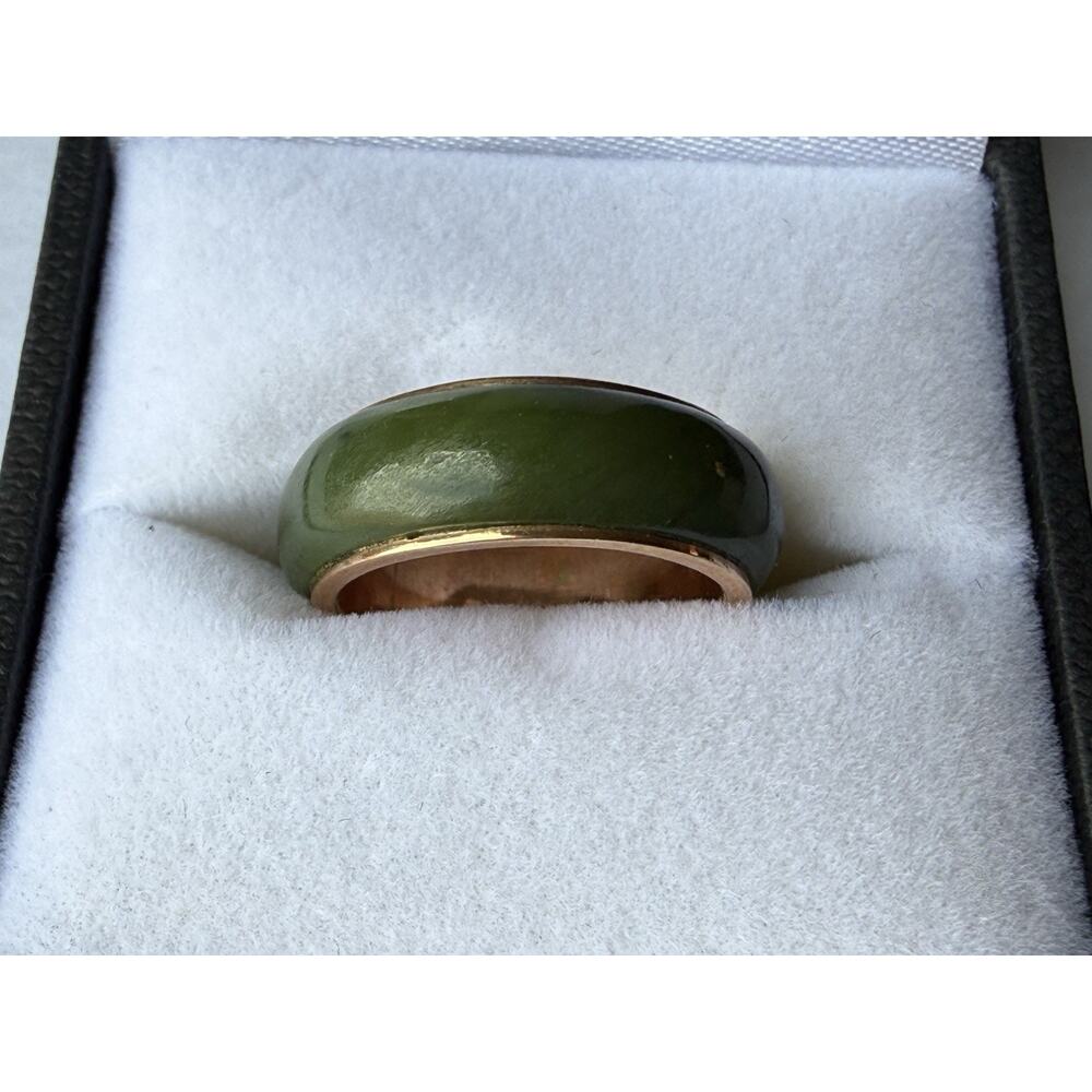 14k Solid Yellow Gold Eternity Jade Band New Never Worn